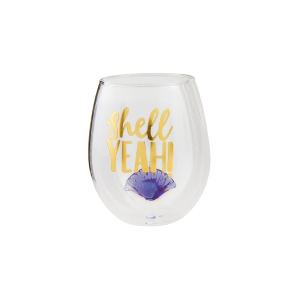 Mud Pie Coastal-Inspired Stemless Sea Icon Wine Glass for Home Bars and Dining