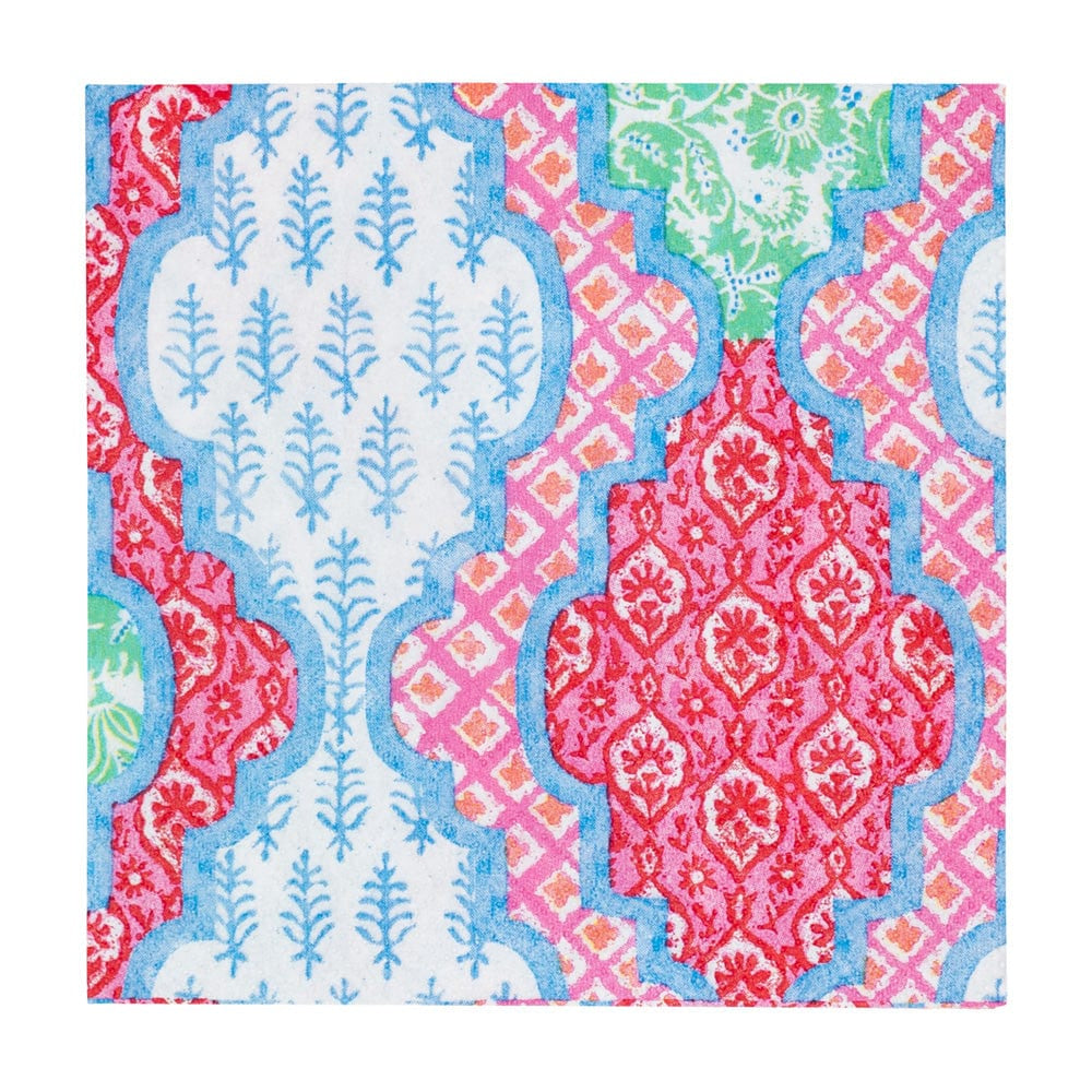 Caspari Pink Multi-Design Cotton Cocktail Napkins for Stylish Occasions