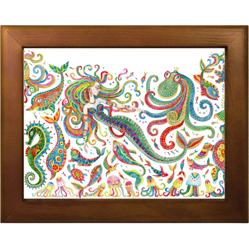 Bohemian Mermaid Style Ceramic Tile Trivet by B McVan Designs for Kitchen and Bar Use