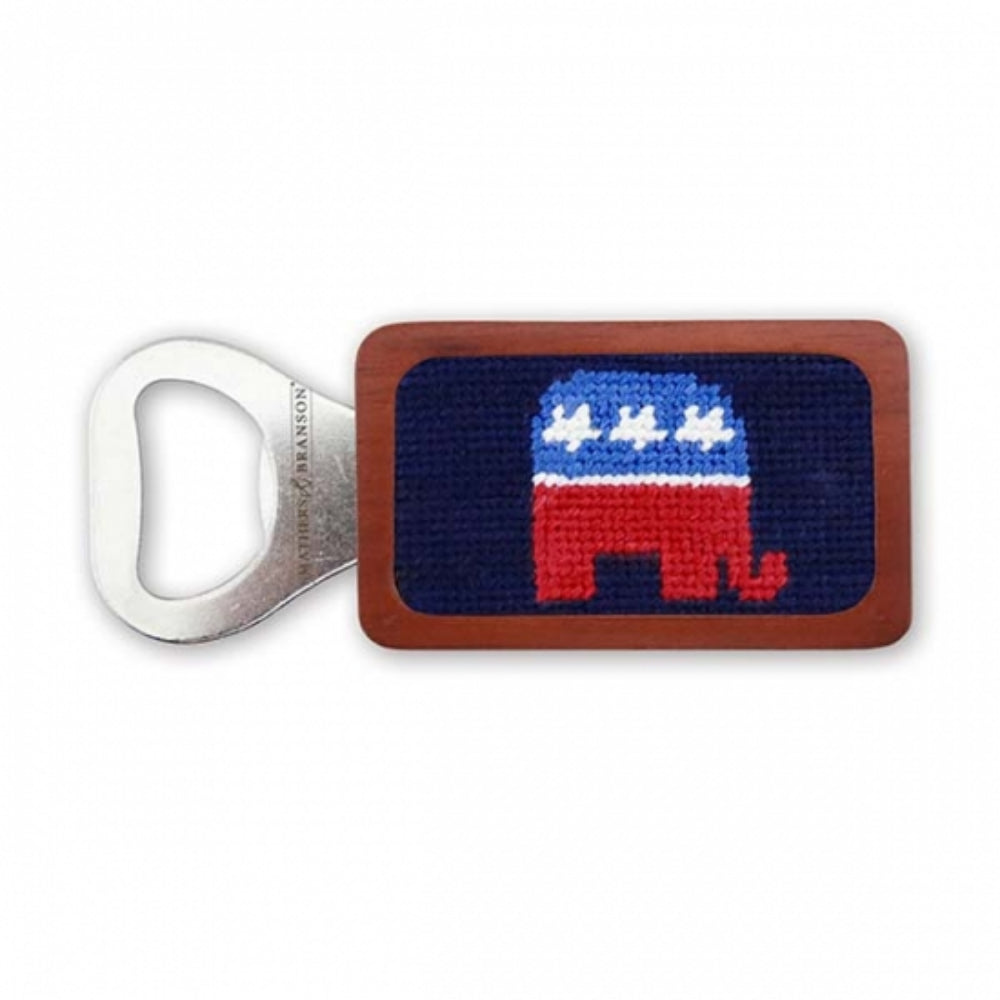 Smathers & Branson Dark Navy Republican-themed Needlepoint Decorative Bottle Opener