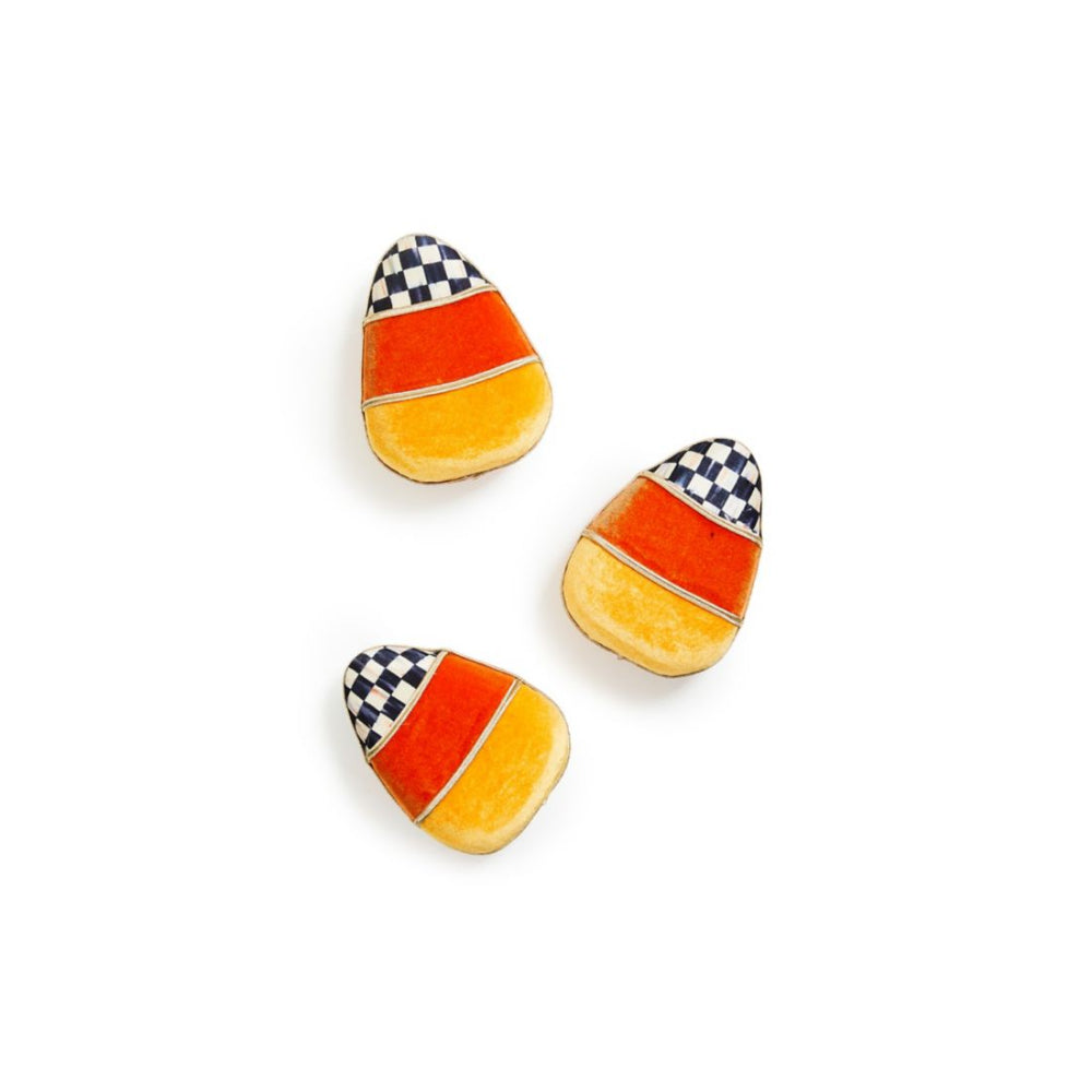MacKenzie-Childs Handmade Polyester Trick or Treat Plush Candy Corn Decor Set of 3