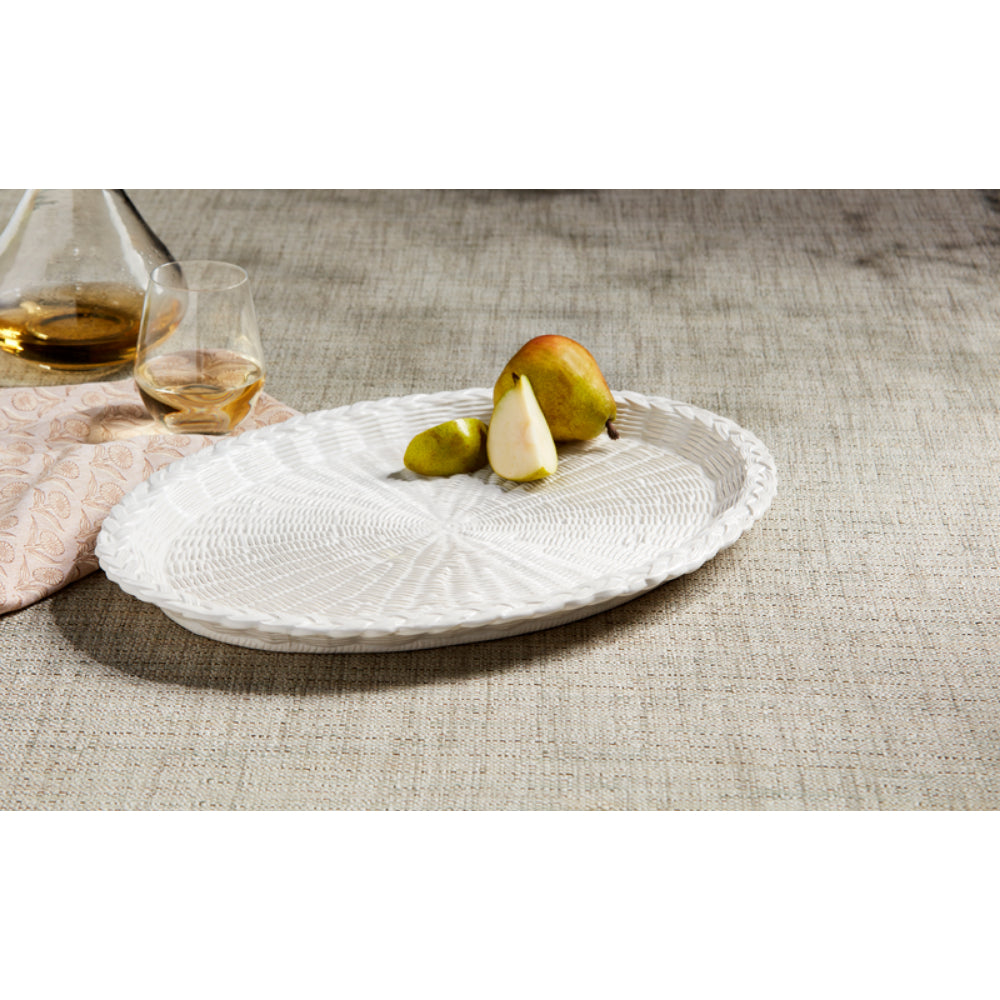 Mud Pie Exquisite Woven Design Ceramic Serving Platter for Dining