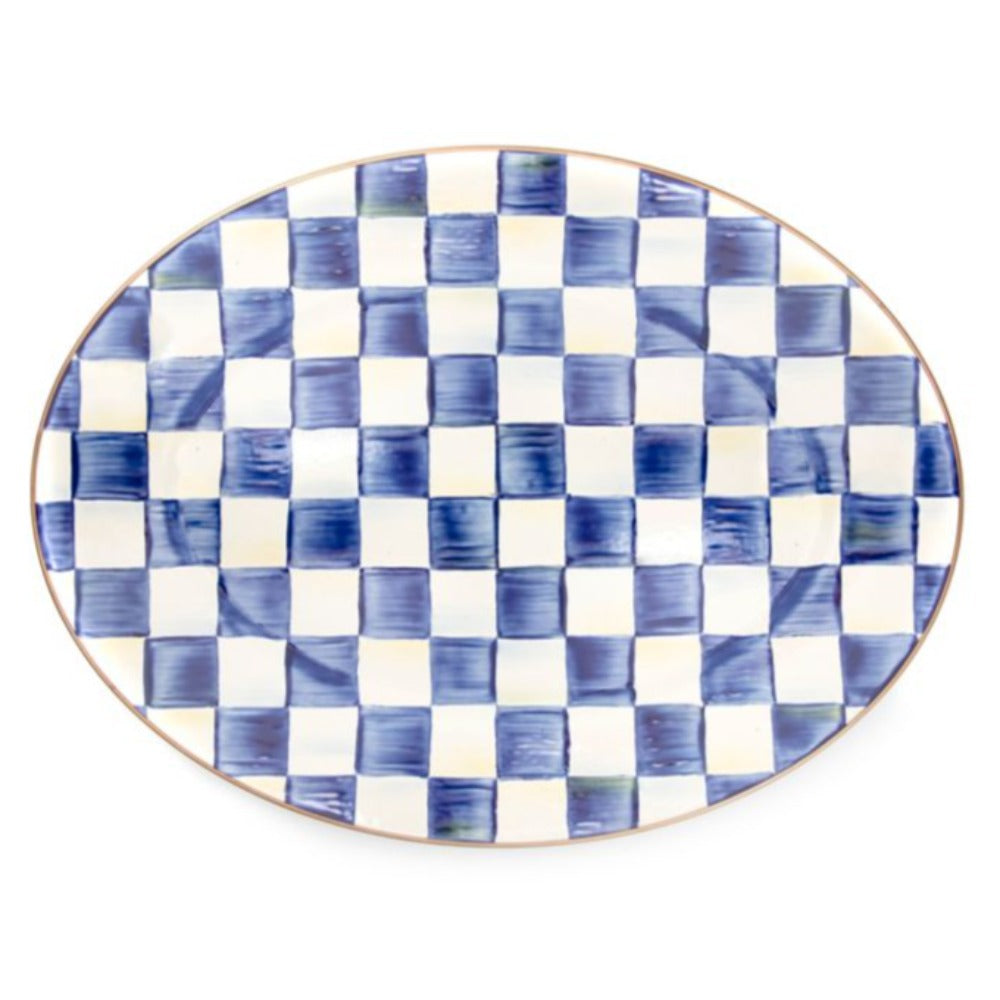 MacKenzie-Childs Royal Check Hand - Painted Enamel Oval Dinner and Buffet Platter