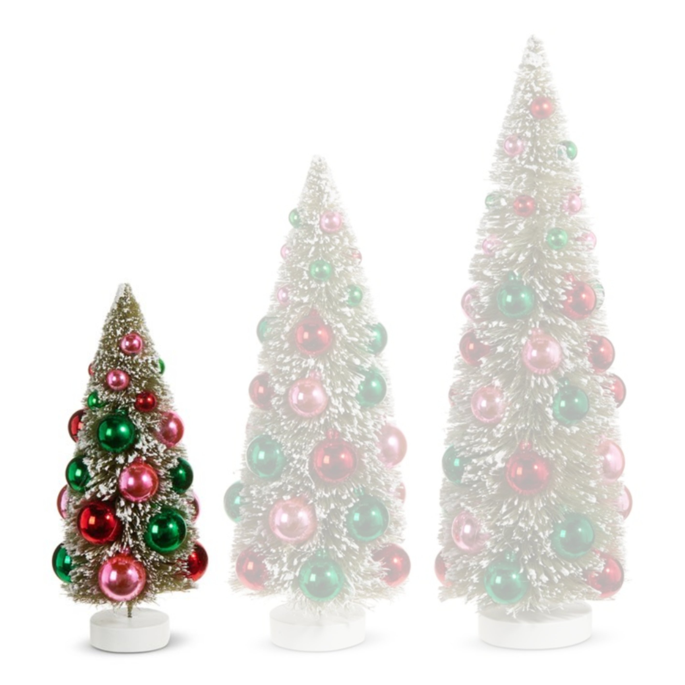 Decorated Bottle Brush Christmas Tree with Ornaments for Holiday Decoration