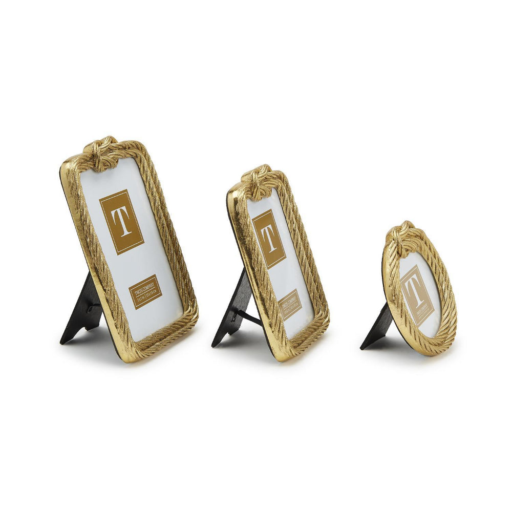 Two's Company Gold-Colored Threads Top Knot Rope Picture Frames for Apartment and Office Display