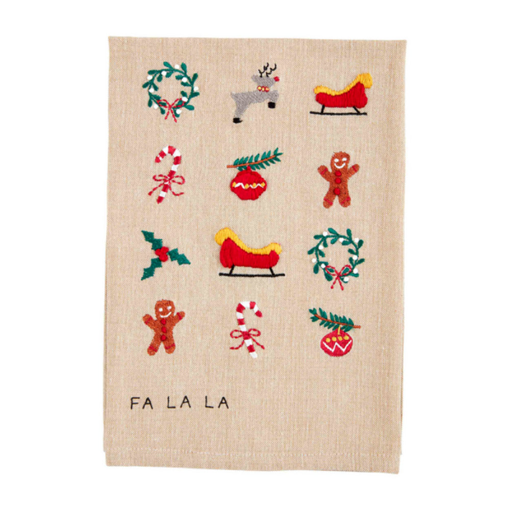 Mud Pie Embroidered Christmas Kitchen Towel - Festive Decor for the Holidays