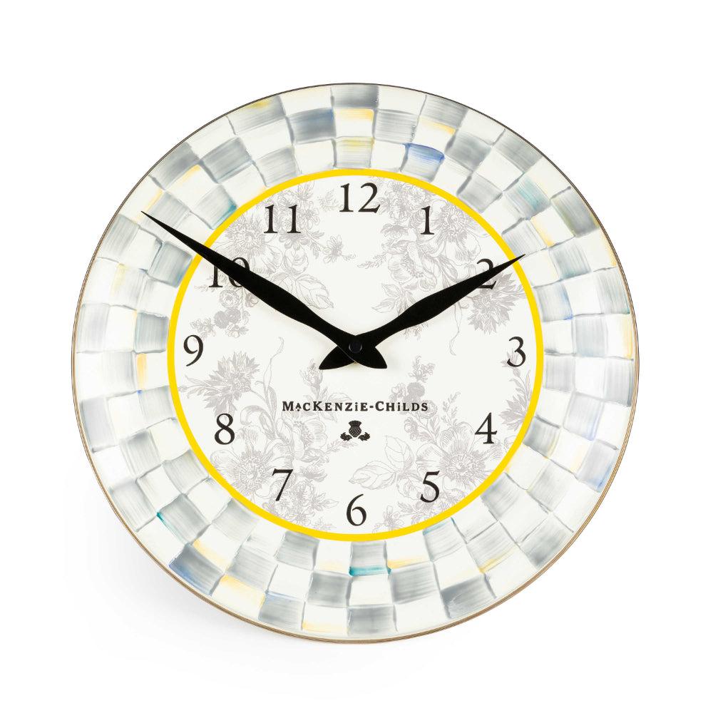 MacKenzie-Childs Exquisite Sterling Check Enamel Wall Clock for Timekeeping