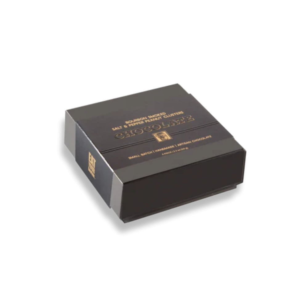 Bourbon Barrel Foods 4-Piece Box of Chocolate Bourbon Smoked Salt & Pepper Peanut Clusters