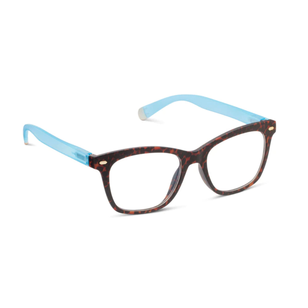 Peepers Blue Light Reading Glasses - Sinclair Model in Leopard Tortoise/Blue Color Scheme