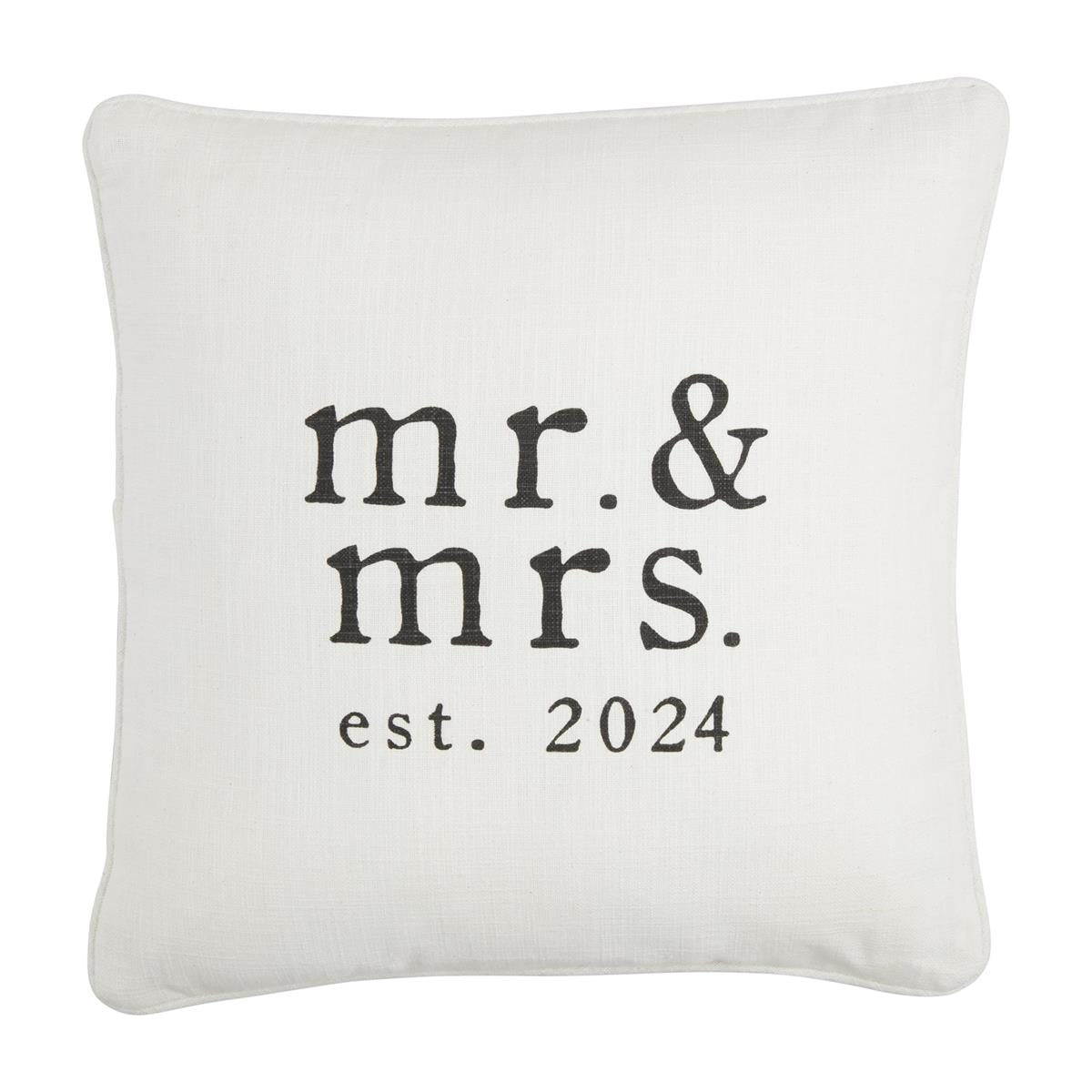 2024 Festive Cotton Square Pillow with Mr. and Mrs. Design