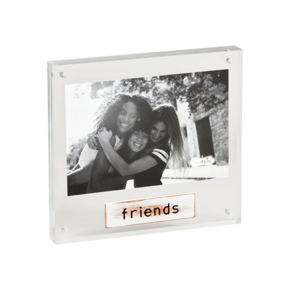 Mud Pie 4'x6' Acrylic Magnetic Friends Memory Frame with Wooden Sentiment Plank