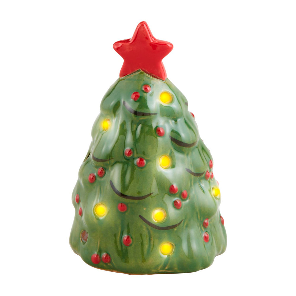 Mud Pie Illuminated Ceramic Tree Sitter Ornament for Decorative Lighting