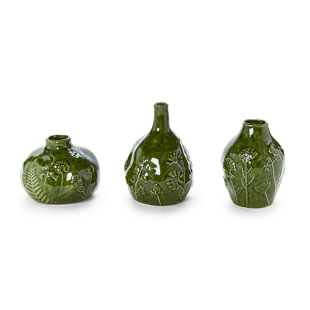 Two's Company Exquisite Floral Landscape Relief Pattern Ceramic Vases for Home Decor