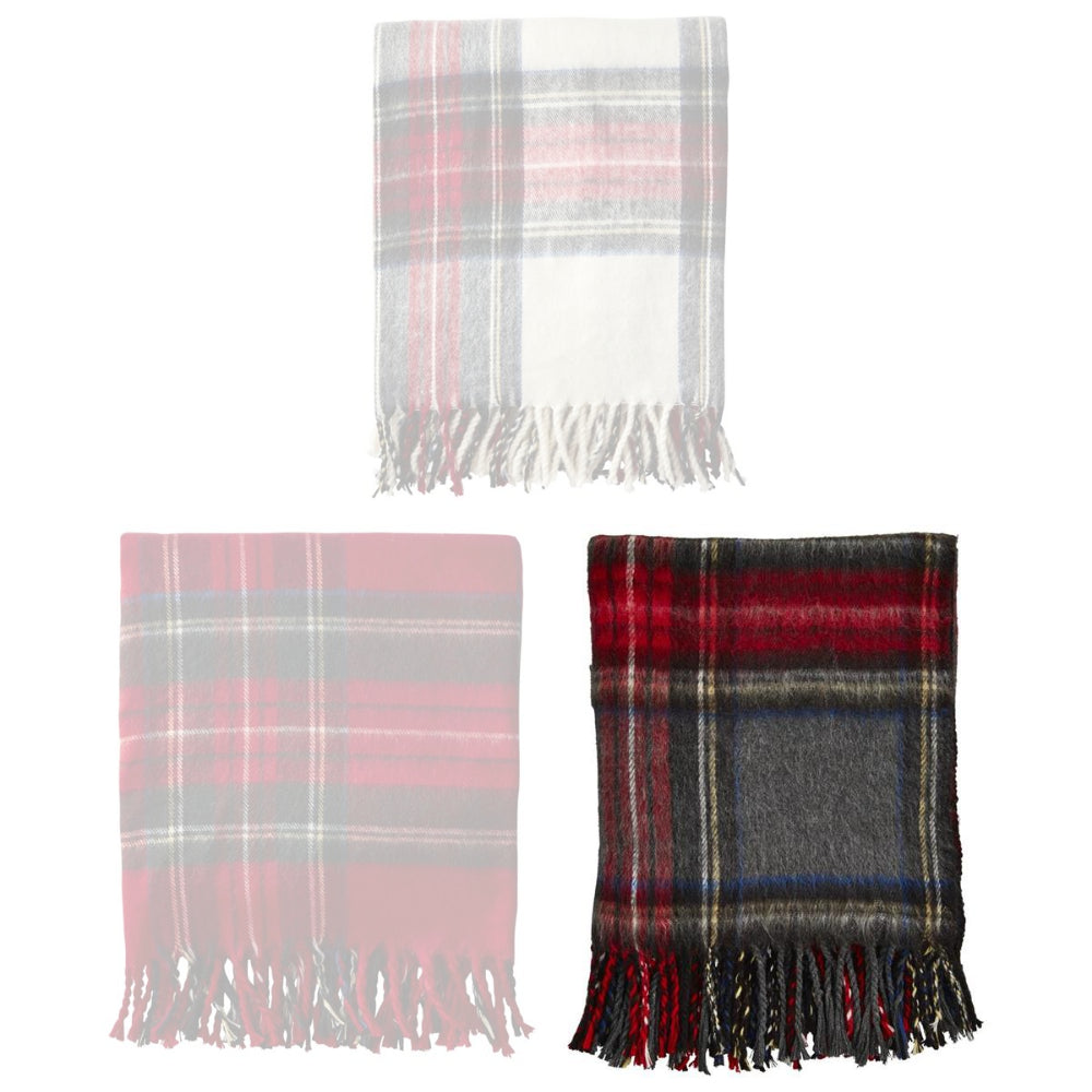 Mud Pie Soft Acrylic Tartan Fringe Throw Blanket 60' x 60'