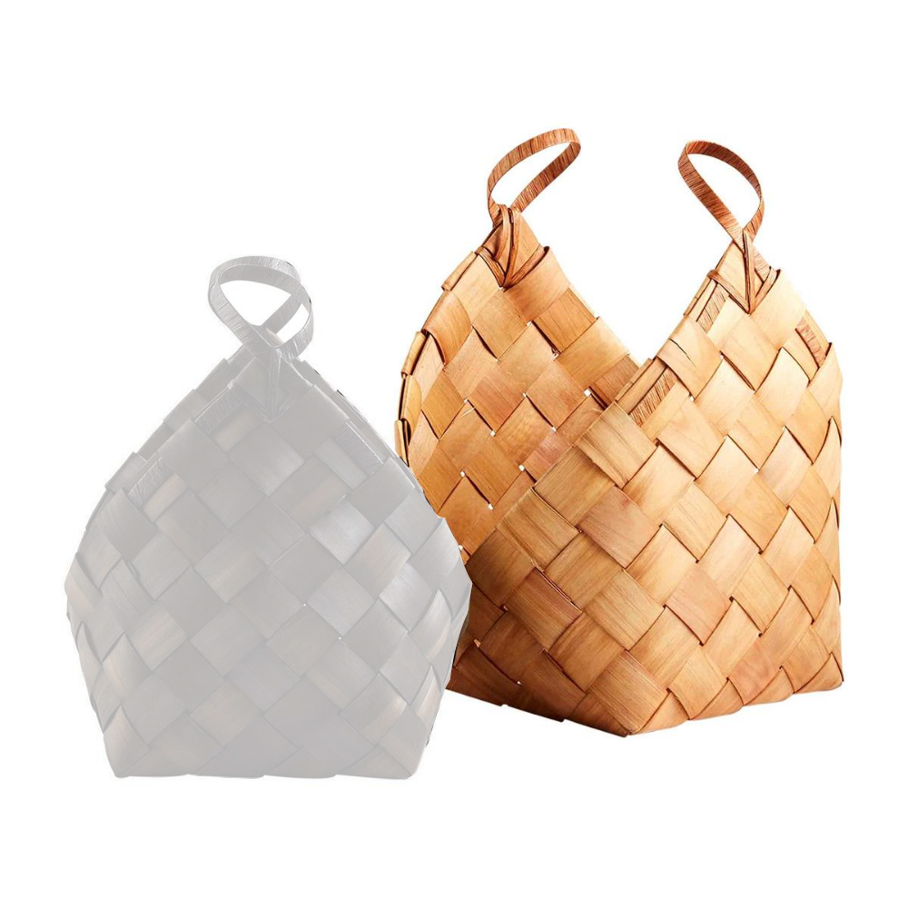 Mud Pie Woven Wood Storage Basket in Black and Natural Colors