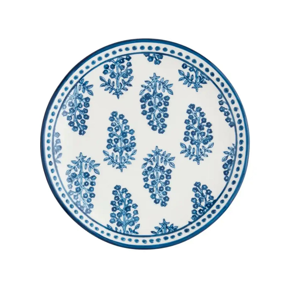 Mud Pie Exquisite Blue Floral Patterned Stoneware Salad Plate for Table Setting