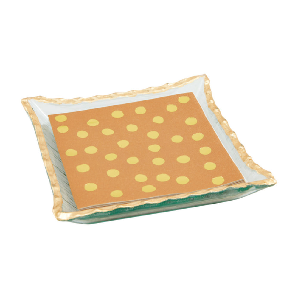 Elegant Mud Pie Gold-Plated Glass Napkin Holder Set with Foil Kraft Napkins