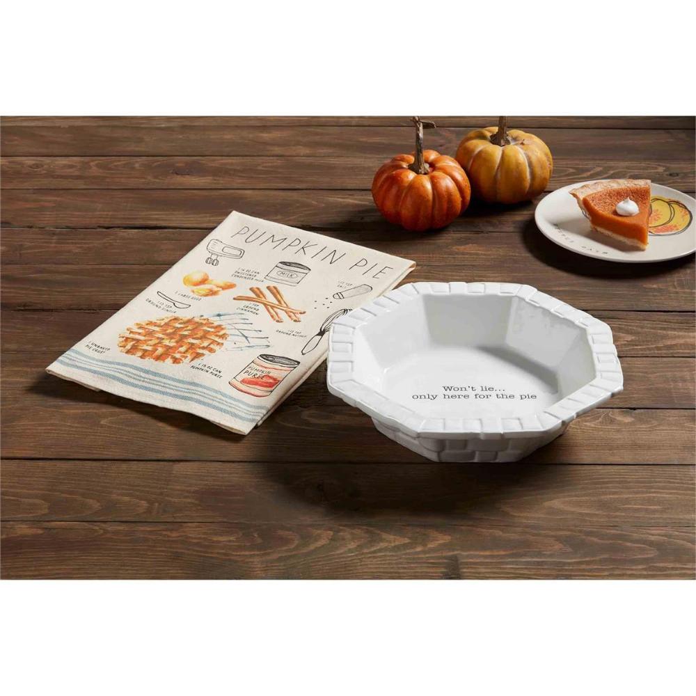 Mud Pie Ceramic Pumpkin Pie Dish and Cotton Ingredient Hand Towel Combo Set