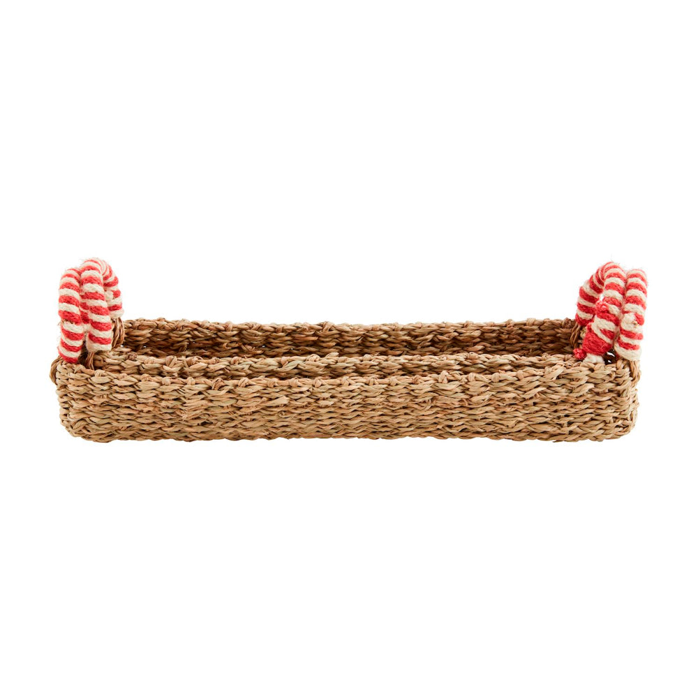 Mud Pie Red and White-Handled Seagrass Cracker Basket Set of Two