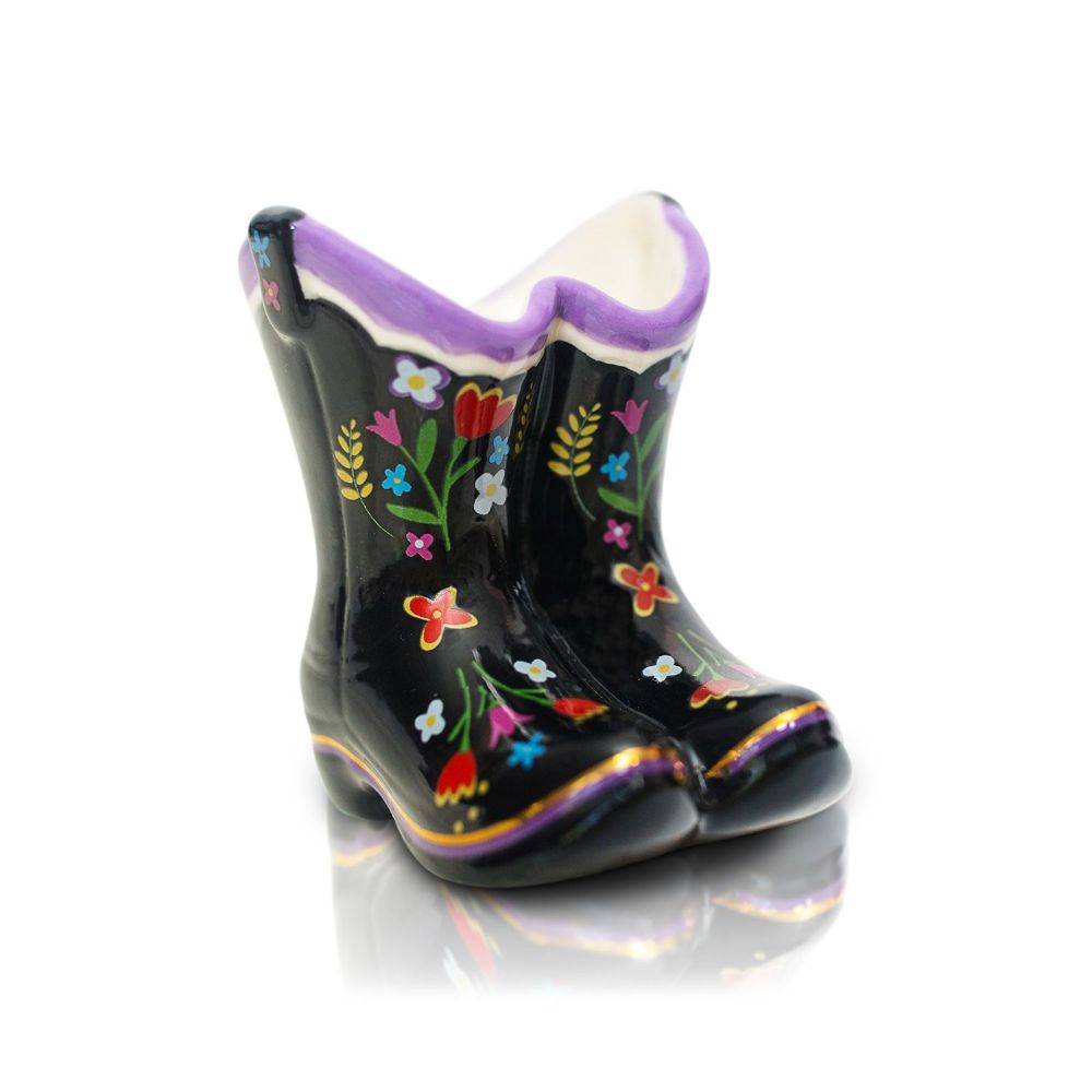 Nora Fleming Super Attractive Mini Western Boots with Floral Print