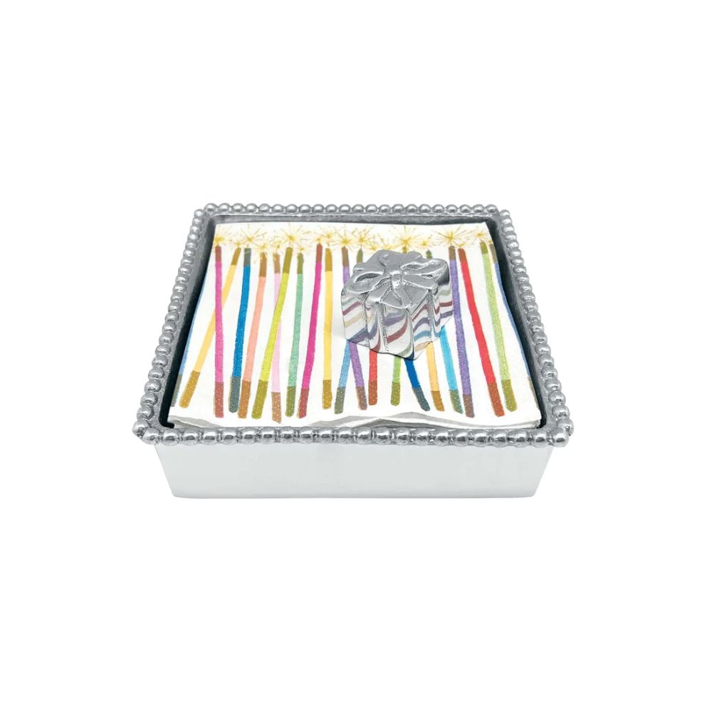 Handmade Recycled Aluminum Mariposa Beaded Present - Style Napkin Box