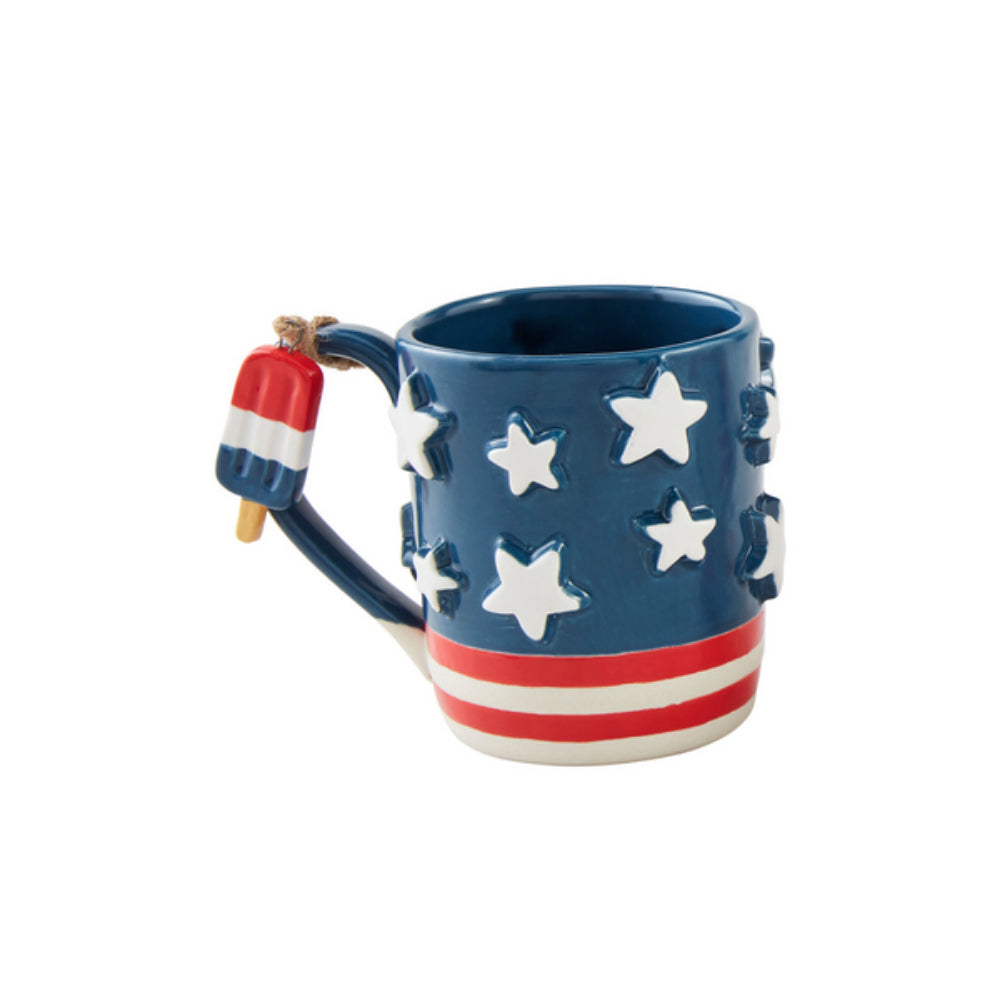 Exquisite Mud Pie Americana Stoneware Coffee Mug with Handle Charm