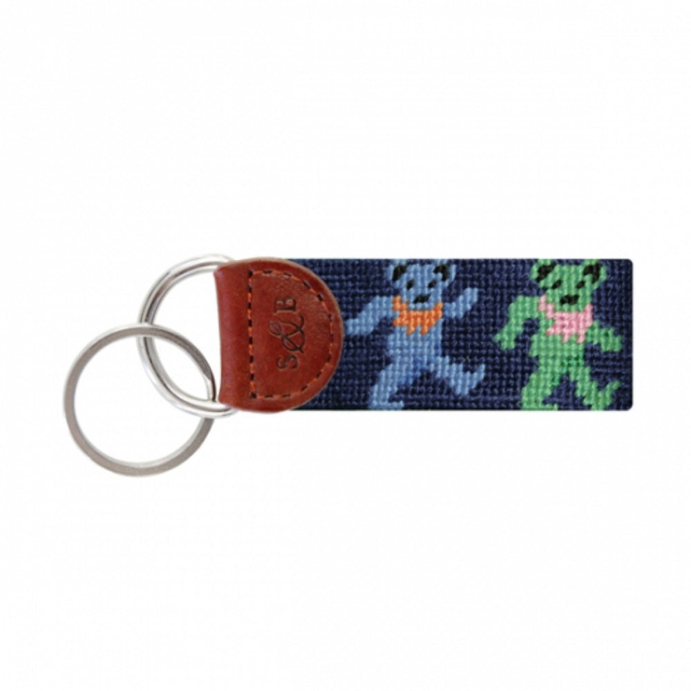 Smathers & Branson Colorful Dancing Bears Needlepoint Key Fob
