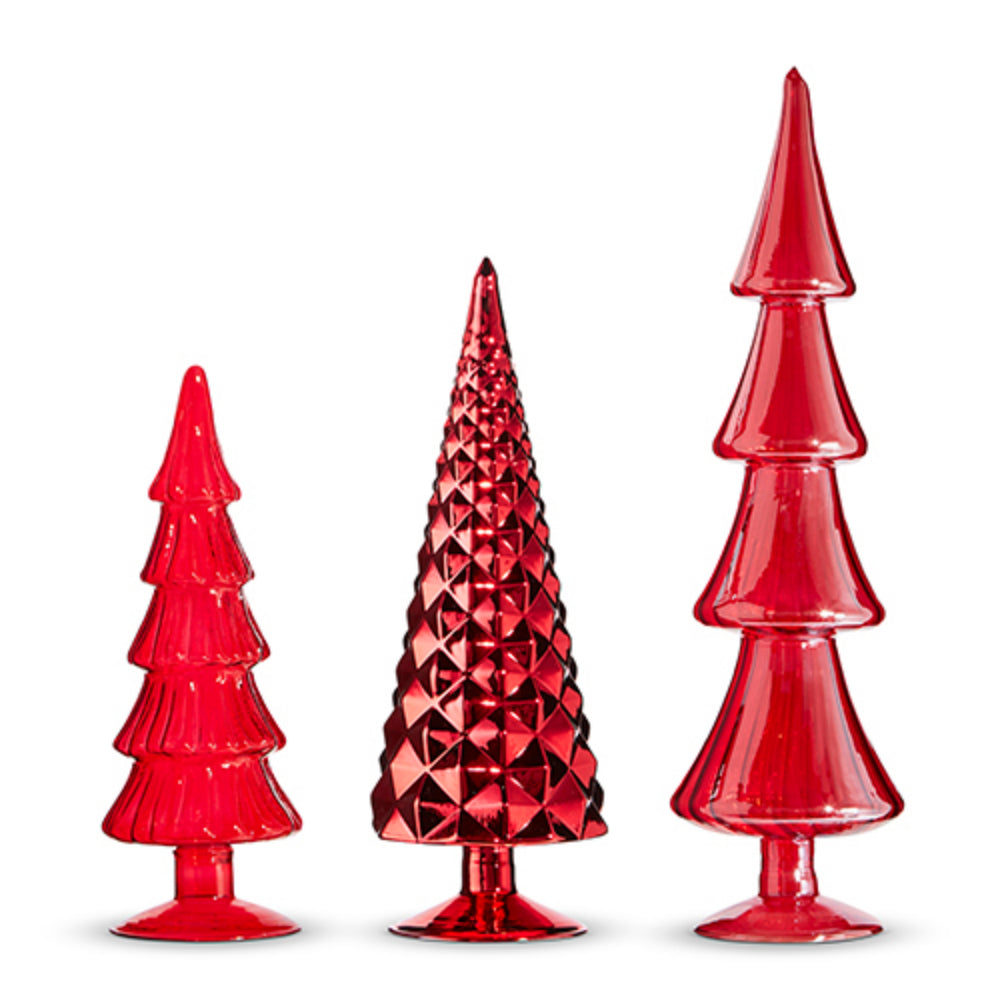 Raz Imports Decorative Red Glass Christmas Tree for Home Decoration
