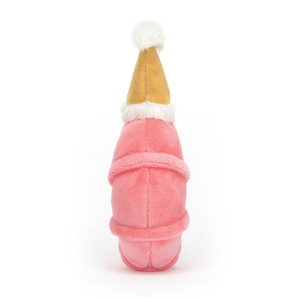 Jellycat Perky Pink Celebration Shrimp Toy with Mustard Pompom Hat