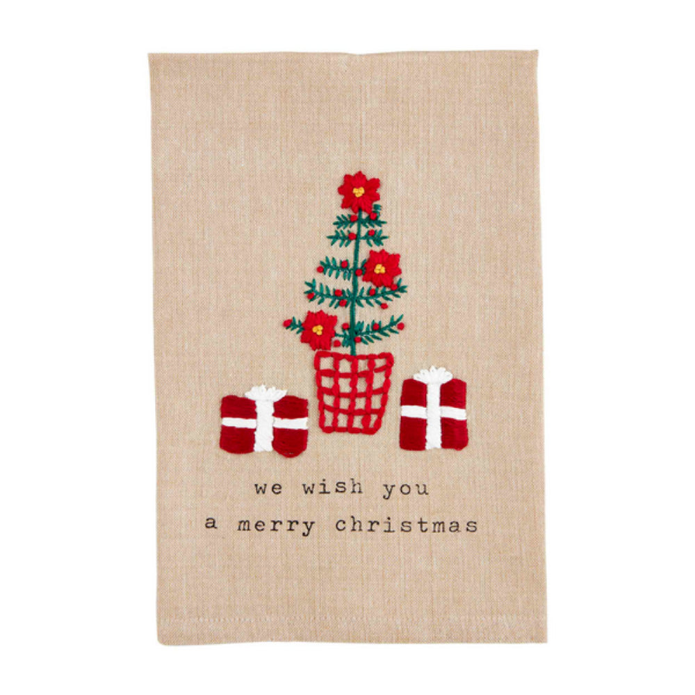 Mud Pie Embroidered Christmas Kitchen Towel - Festive Decor for the Holidays