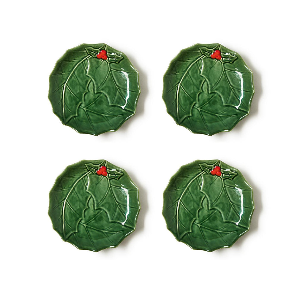 Individually Sold Sturdy Stoneware Holly Berry Tidbit Plates
