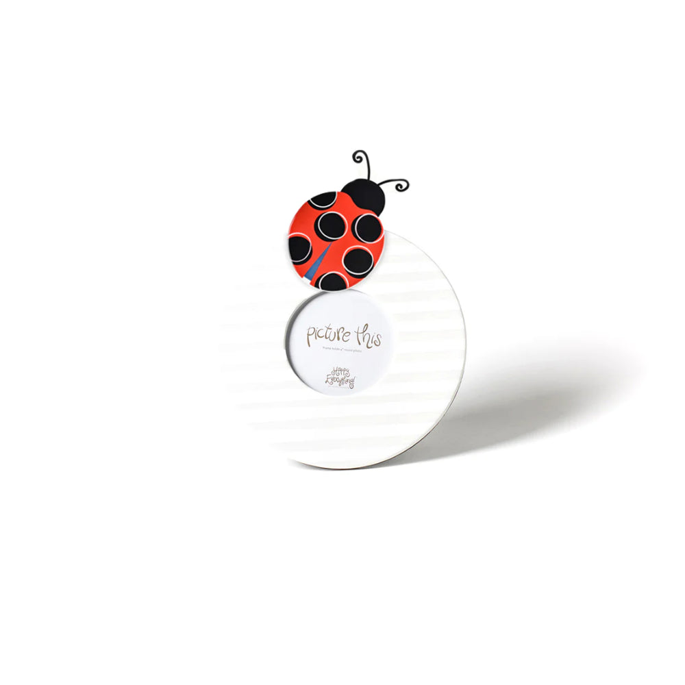 Elegant White Medium Striped Mini Round Picture Frame for Home Decor