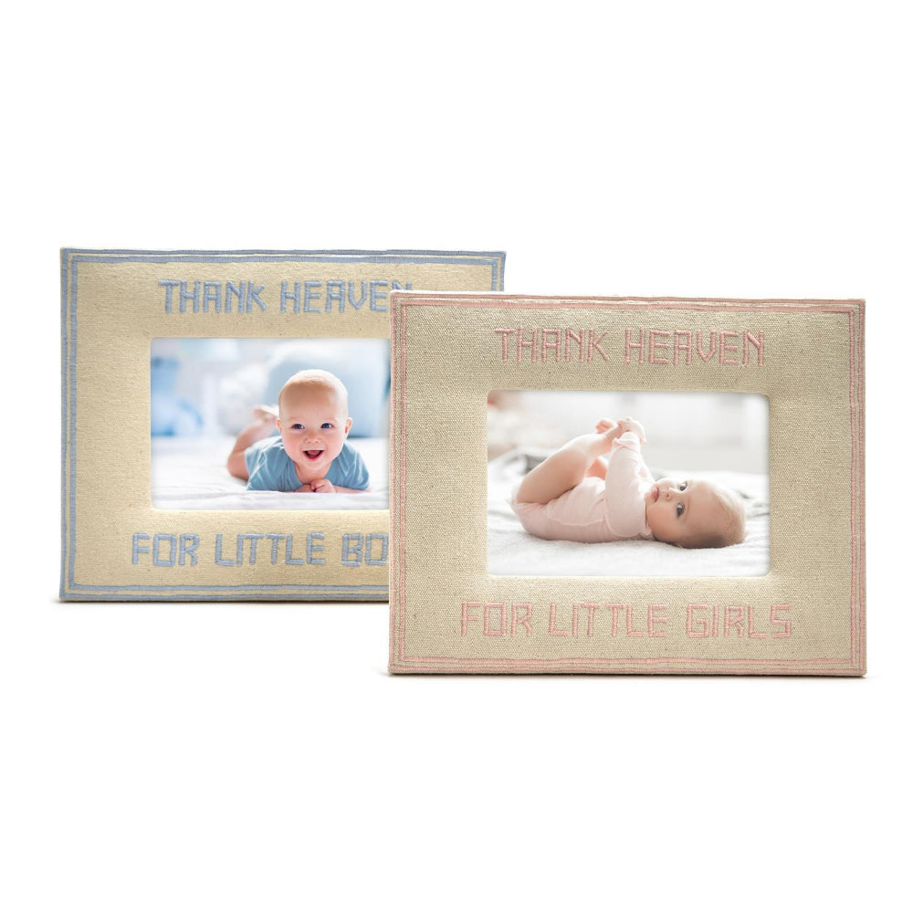 Two's Company Thank Heaven Embroidered 4x6 Photo Frame for Cherishing Precious Memories