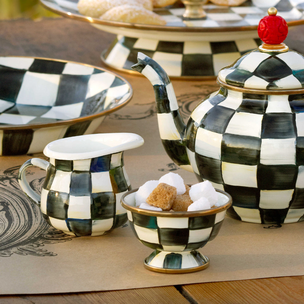 MacKenzie-Childs Courtly Check Enamel Small-sized Sugar Bowl for Tea Parties