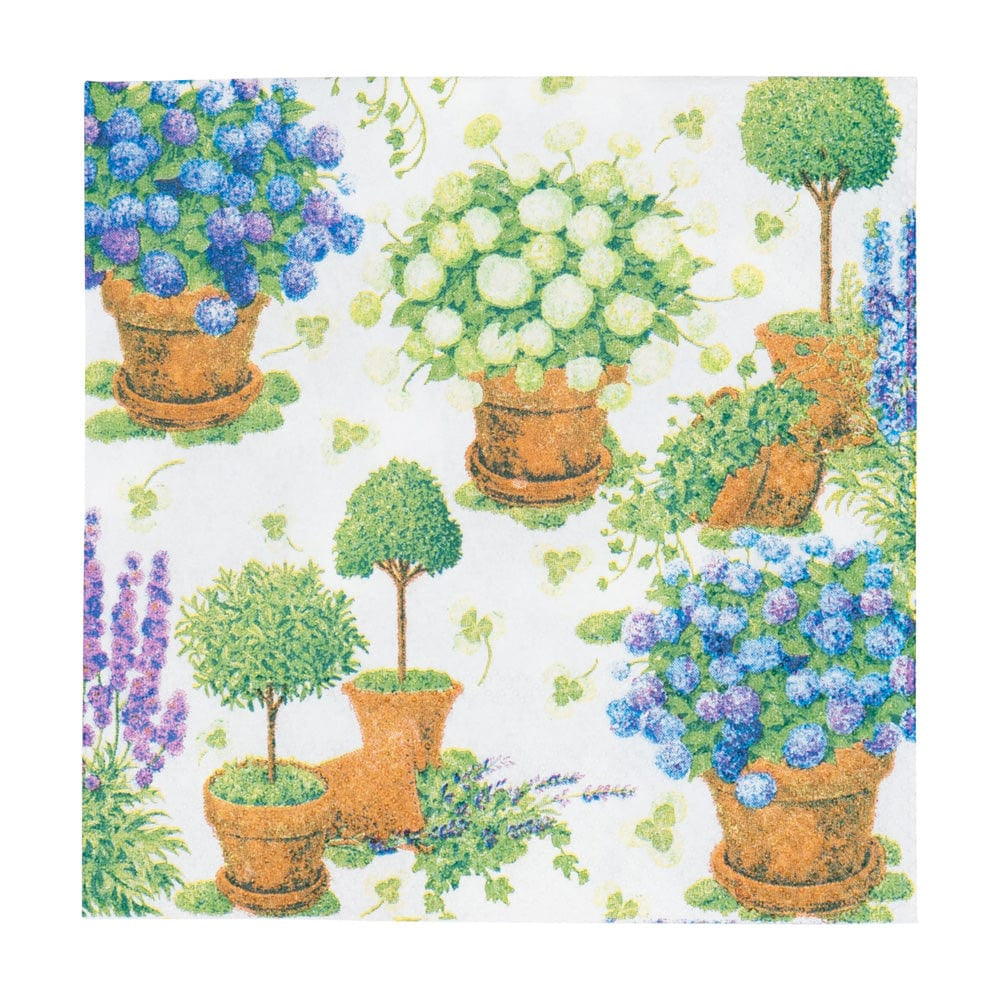Caspari High - Quality Potted Hydrangeas Design Cocktail Party Napkins