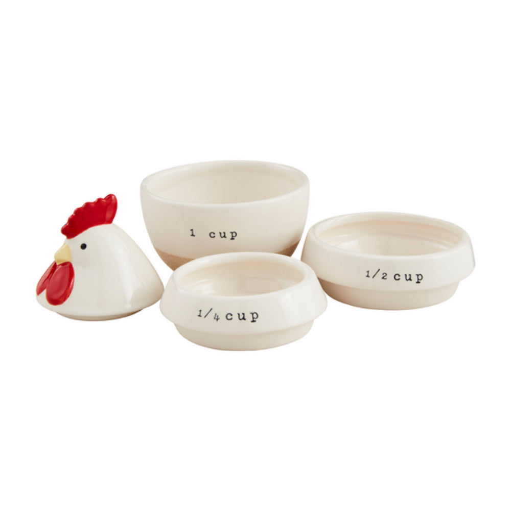 Mud Pie Decorative Stoneware Chicken Stackable Measuring Cup Set