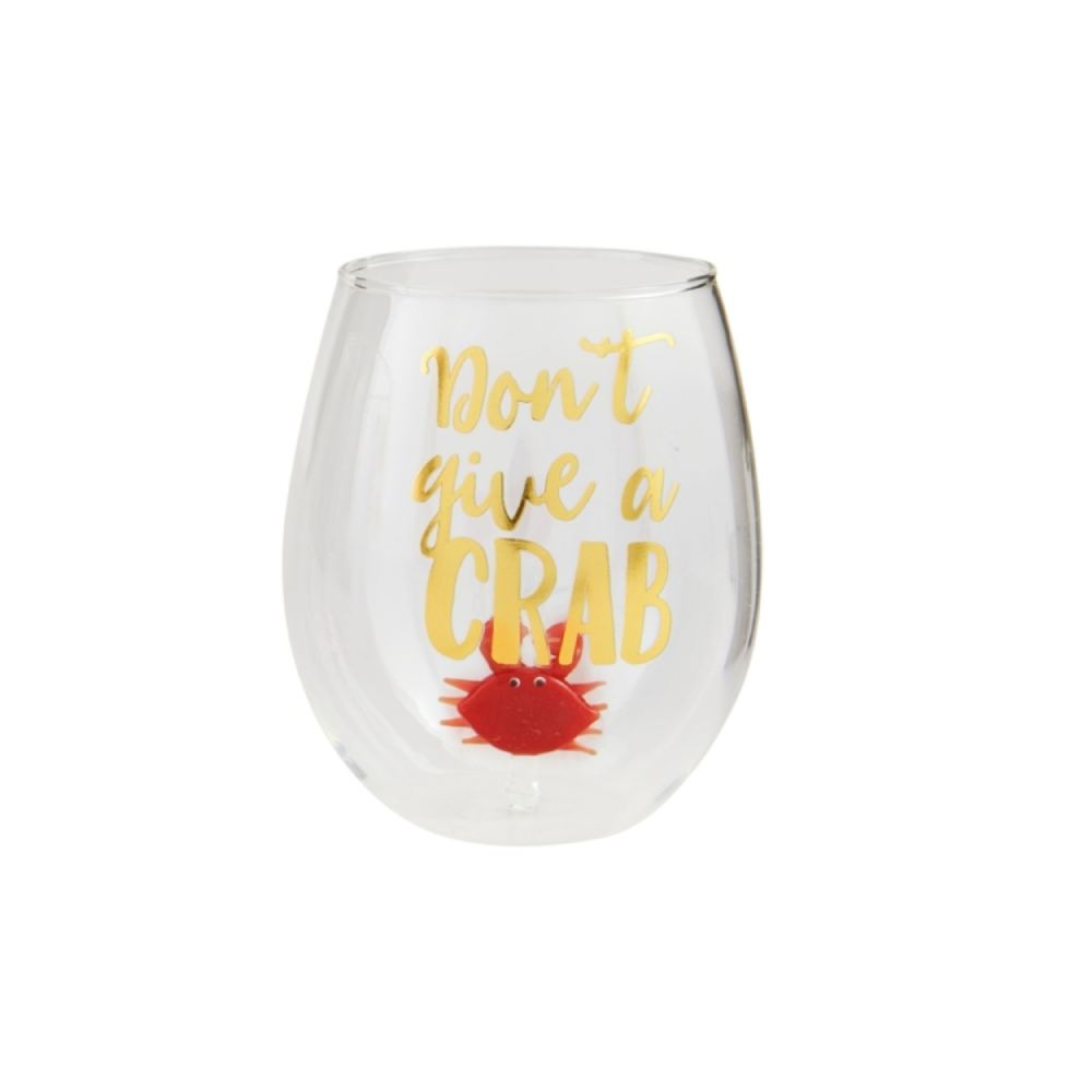 Mud Pie Coastal-Inspired Stemless Sea Icon Wine Glass for Home Bars and Dining