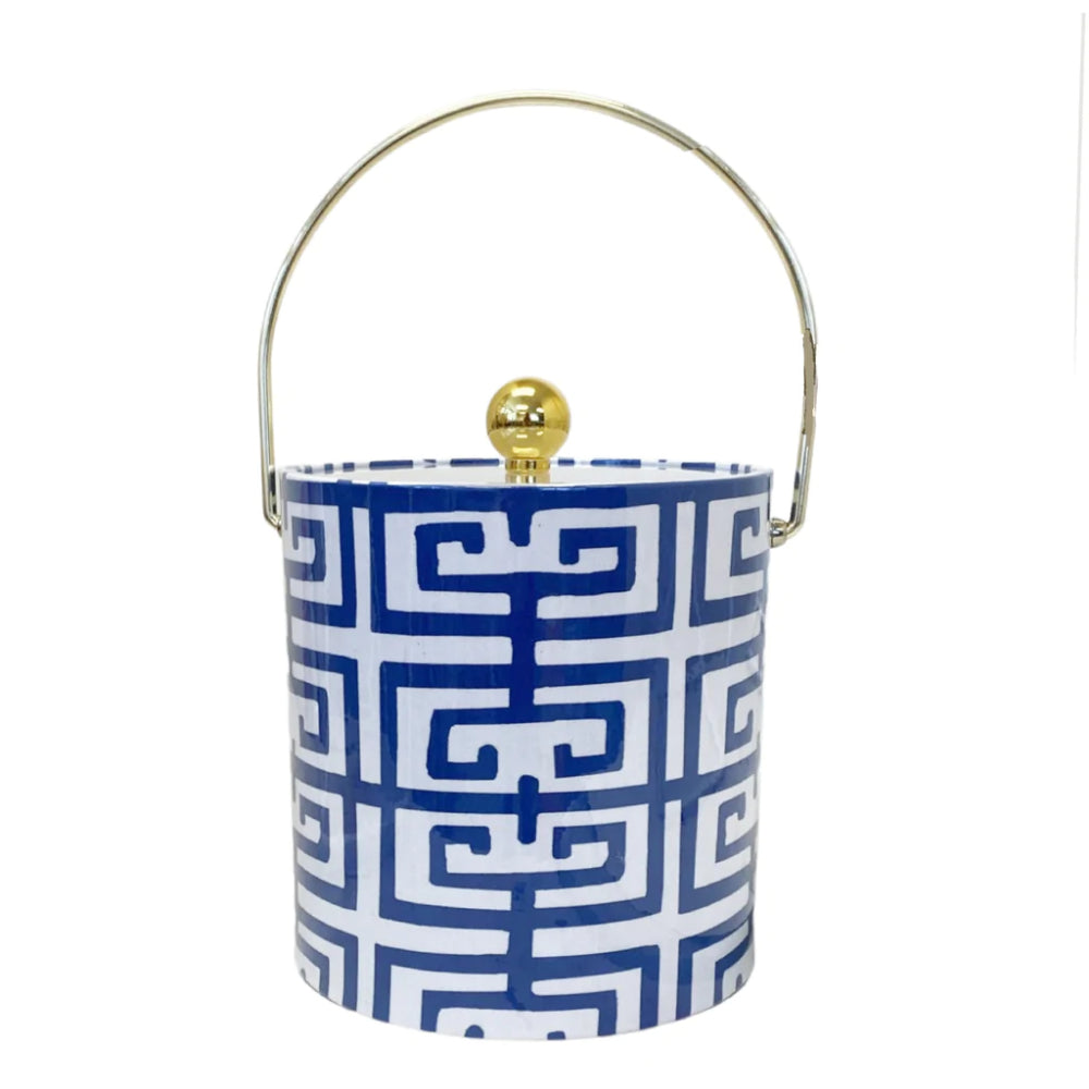 Dana Gibson Navy Fret Stylish Ice Bucket for Bar Enthusiasts