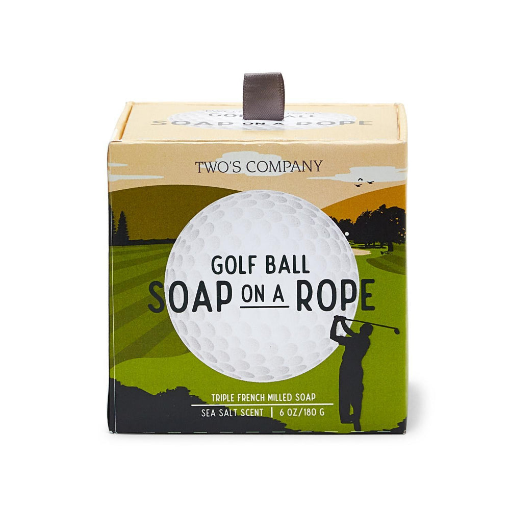 Triple French Milled Sea Salt Scented Golf Ball Soap on Rope in Gift Box