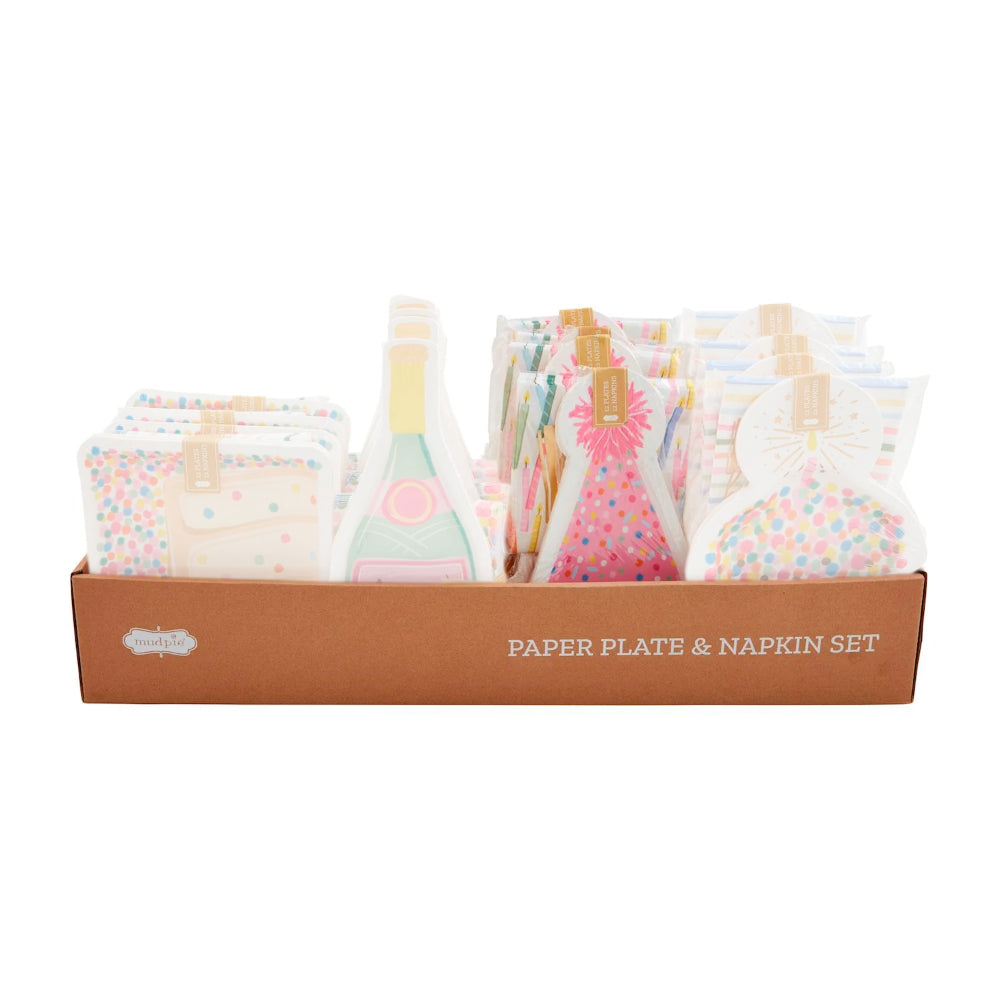 Mud Pie Party Essential Birthday Paper Plate and Napkin Sets for Joyous Celebrations