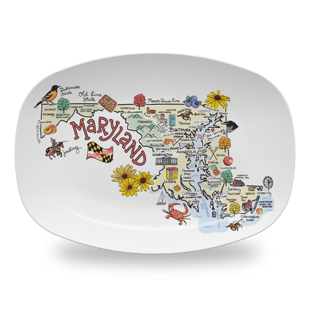 Fishkiss USA Handmade Microwave & Oven Safe Maryland Platter