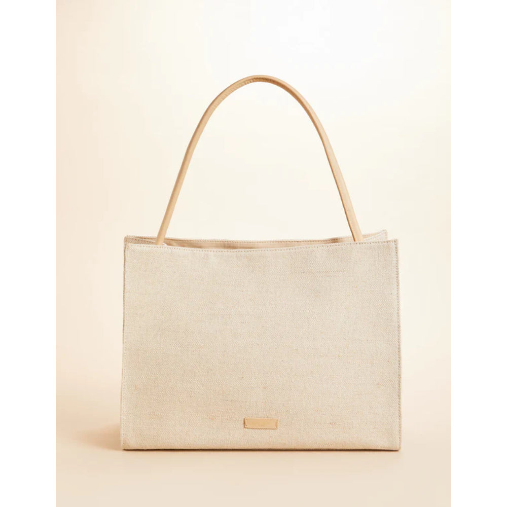 Spartina Piper Luxury Cotton-Jute Raffia Tote in Calm Waters Design