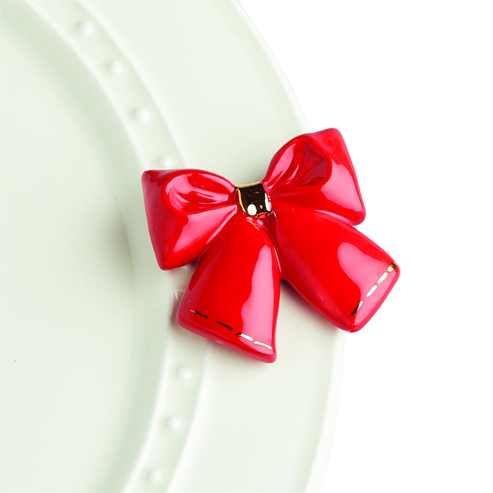 Nora Fleming Mini Wrap It Up Decoration with Crisp Red Bow