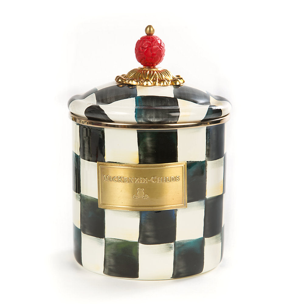 MacKenzie-Childs Enameled Steel Courtly Check Decorative Canister for Multiple Purposes
