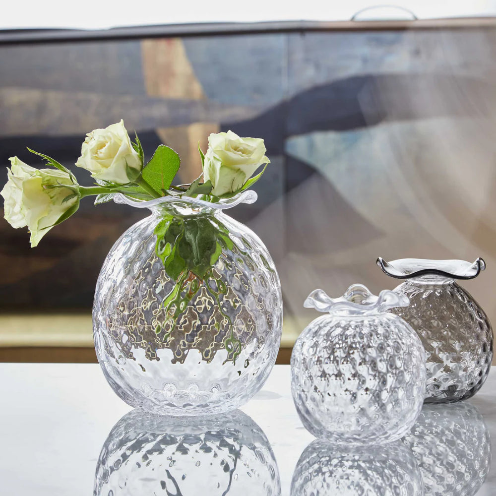 Exquisite Mariposa Clear Pineapple Textured Decorative Bud Vase for Flower Display