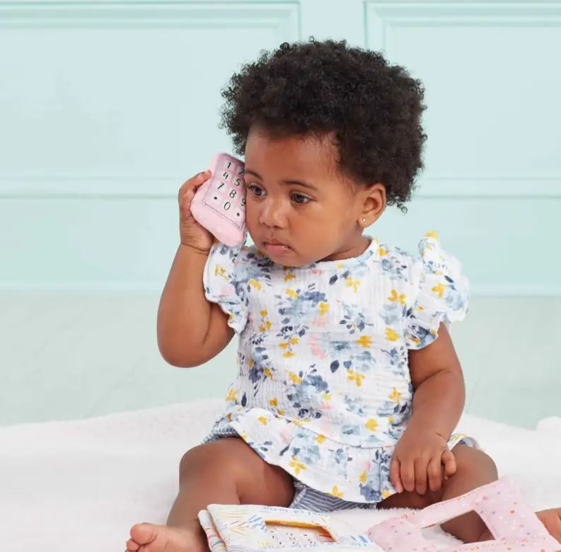 Mud Pie Adorable Pink Plush Phone and Book Set
