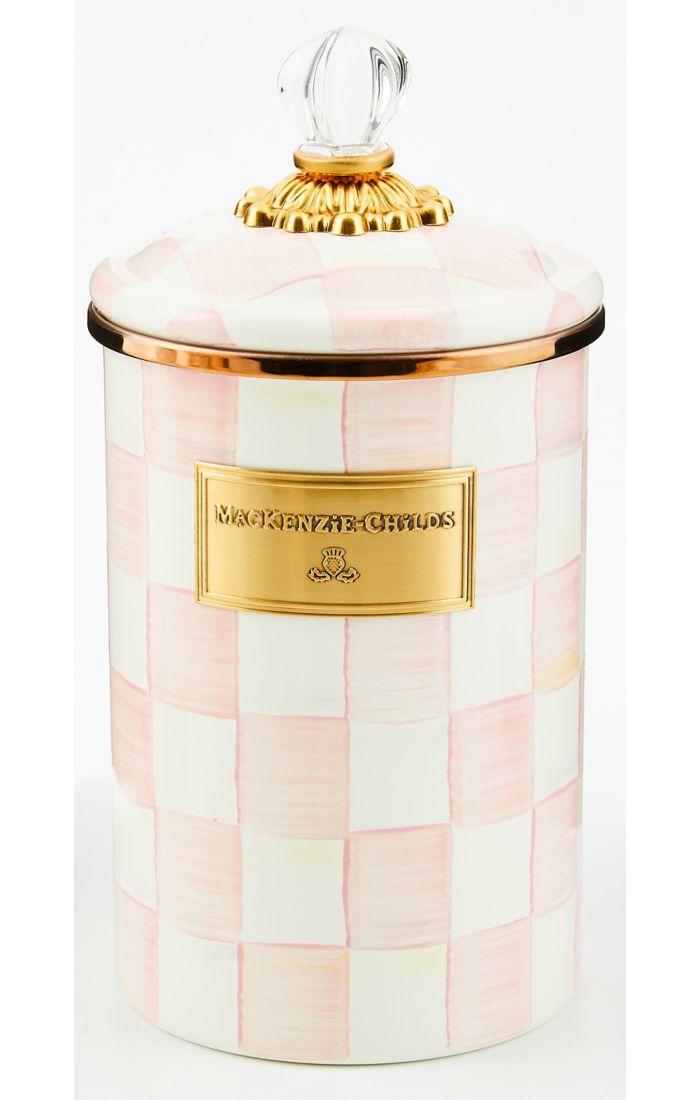 MacKenzie-Childs Hand-Painted Rosy Check Enamel Canister in 3 Sizes