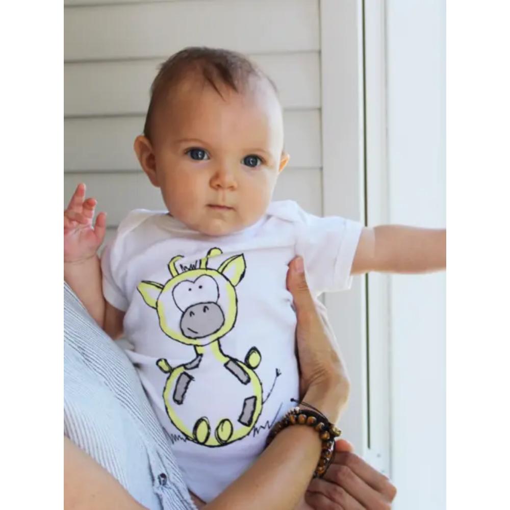 Cute Jerry Giraffe Printed Baby Bodysuit for Infants