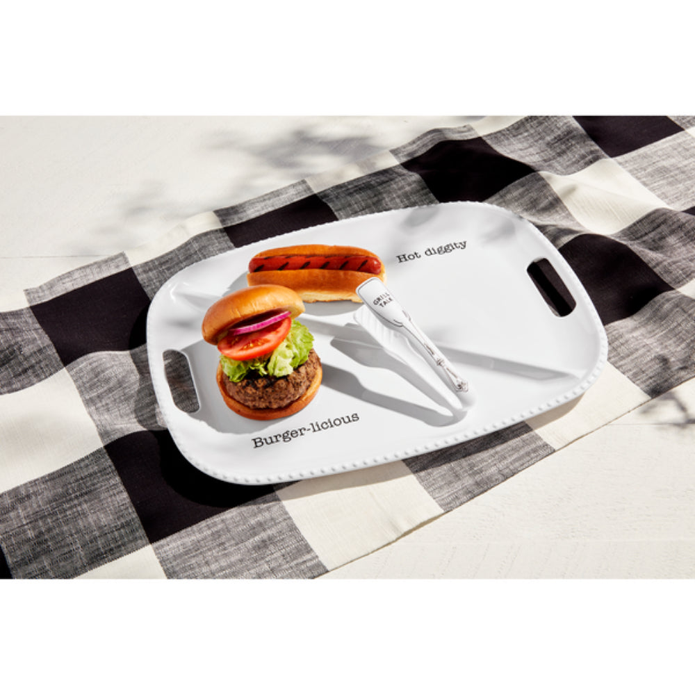 Durable Melamine Platter Set for Burgers and Hotdogs with Handles