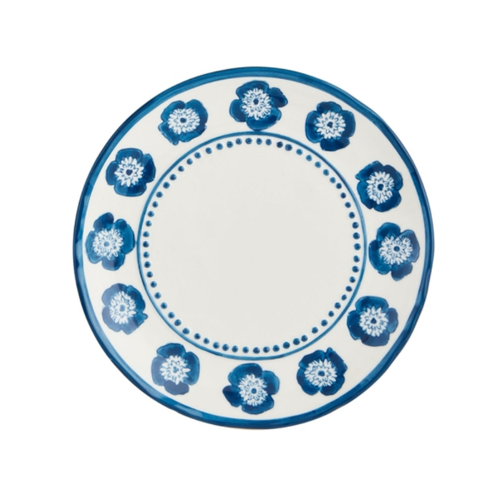 Mud Pie Exquisite Blue Floral Patterned Stoneware Salad Plate for Table Setting